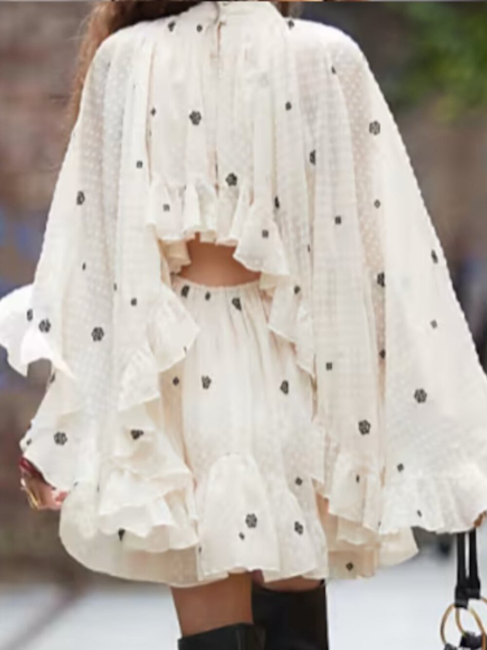 ASOS DESIGN embroidered textured cape dobby mini small black Boho Bell Sleeve - Picture 5 of 9